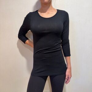 3/4 Sleeve Black Fitted Women's Top